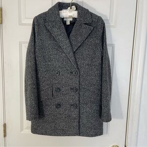 Forever 21 Grey Salt & Pepper Double-Breasted Peacoat
